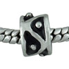 Black And Alternating Patterned Silver Plated European Beads