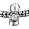  Cross  Studded Silver Plated Crystal European Beads