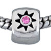 Sparkling Star Flower Cube Silver Plated Crystal European Beads