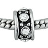 Circle Rhinestone Studded Silver Plated Crystal European Beads