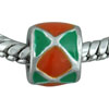 Green And Orange Patterned European Beads