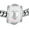 Hearts And Pink Enameled Silver Plated European Beads