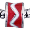 White Zig Zag On Red European Beads