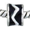 Black And White Zigzag European Beads