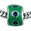 Green And Blue Shapes Enameled European Beads