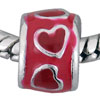 Circle Red Hearts European Beads