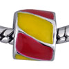 Red And Yellow Stripes Round European Beads