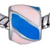  Pink  And  Blue  Stripes Round European Beads