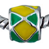 Green And Yellow Criss Cross European Beads