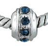 Blue Austrian Crystals Oval Silver Plated Crystal European Beads