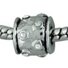 Round Patterned Studded Silver Plated Crystal European Beads