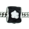 Black And White Flower Patterned European Beads