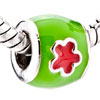 Green And Red Flowered European Beads