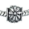 Round Metalwork Flowers Silver Plated European Beads