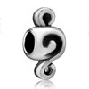Treble Clef Music Silver Plated European Beads