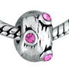 Pink Round Silver Plated Crystal European Beads