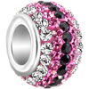 Pink &amp;  Black Crystal Shine Fit All Brands Beads Charms Bracelets