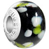 Classic Black With White Flowers Murano Glass Beads Charms Bracelets