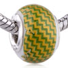 Zig Zag Stripes Ceramic European  Beads 