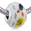 Yellow Flower White Ceramic European  Beads 