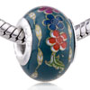 Plum Blossom Blue Ceramic European  Beads 