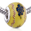Deep Blue Peony Yellow Ceramic European  Beads 