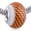 Red And Yellow Zigzag Map Ceramic European  Beads 