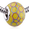 Pink And Blue Hexagon Ceramic European  Beads 