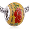 Vivid Red Peony Ceramic European  Beads 