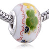 Yellow And Green Plum Blossom Ceramic European  Beads 