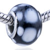 White Dots Black Ethel Murano Glass European Beads