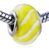 White Parallel Waveline Murano Glass European Beads