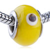 Brown Dots White Light Halo Murano Glass European Beads
