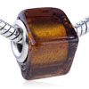 Silver   Foil  Amber Translucent  Murano   Glass  European  Beads 
