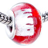 Rectangular Silver Foil  Red   Murano  Glass European Beads