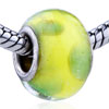 Green Crescent Yellow Murano Glass European Beads
