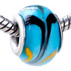 Yellow And Black Ribbon  Blue   Murano   Glass  European Beads