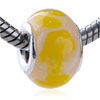 Light Yellow Swirl Salmon Murano Glass European Beads