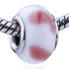 Pink Crescent White Murano Glass European Beads