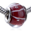 White Waveline Bubble  Red   Murano  Glass European Beads
