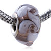 White Swirl Texture Flower Murano Glass European Beads