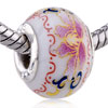 Pink Hibiscus Ceramic European  Beads 