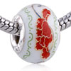Red Flower Bunch Ceramic European  Beads 