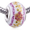 Fuchsia Flower Ceramic European  Beads 