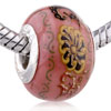 Yellow Daisy Pink Ceramic European  Beads 