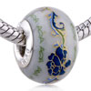 Blue Peony Ceramic European  Beads 