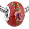 Purple Peony Ceramic European  Beads 