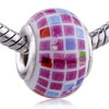 Pink Rectangular Dots Ceramic European  Beads 