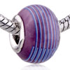 Blue Stripes Purple Murano Glass European Beads