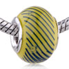 Blue Stripes Yellow Murano  Glass  European Beads